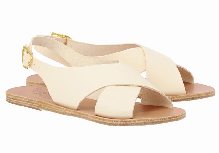 White Women Ancient Greek Sandals Maria Leather Casual Sandals | SJP884RI