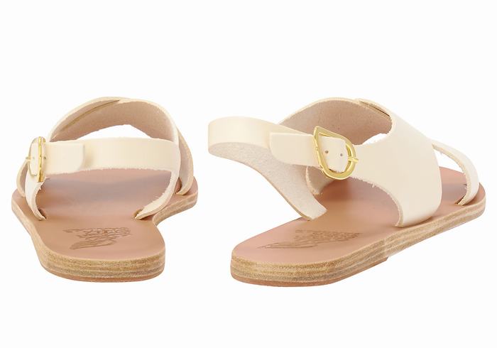 White Women Ancient Greek Sandals Maria Leather Casual Sandals | SJP884RI