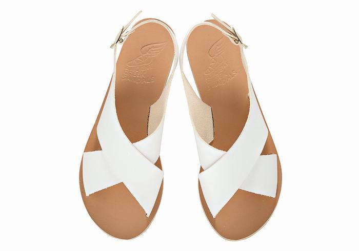 White Women Ancient Greek Sandals Maria Leather Casual Sandals | NPJ8293OL