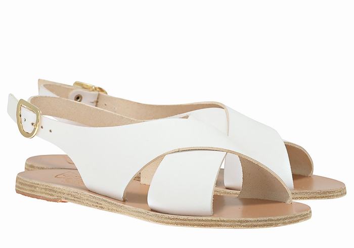 White Women Ancient Greek Sandals Maria Leather Casual Sandals | NPJ8293OL