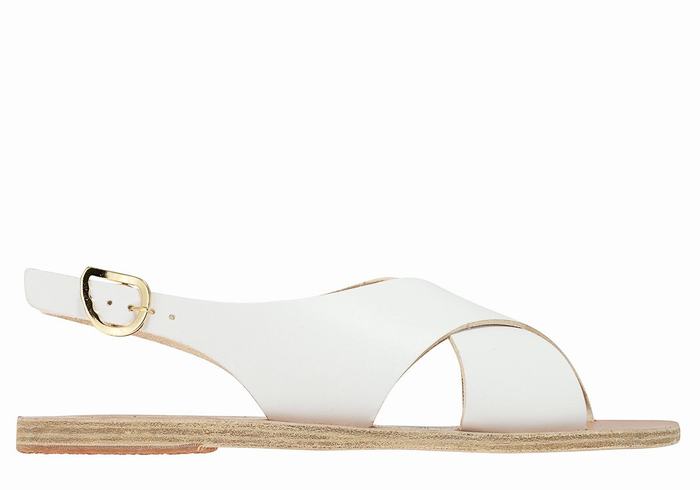 White Women Ancient Greek Sandals Maria Leather Casual Sandals | NPJ8293OL