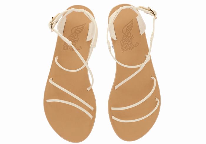 White Women Ancient Greek Sandals Meloivia Ankle Strap Sandals | EYW8453VU