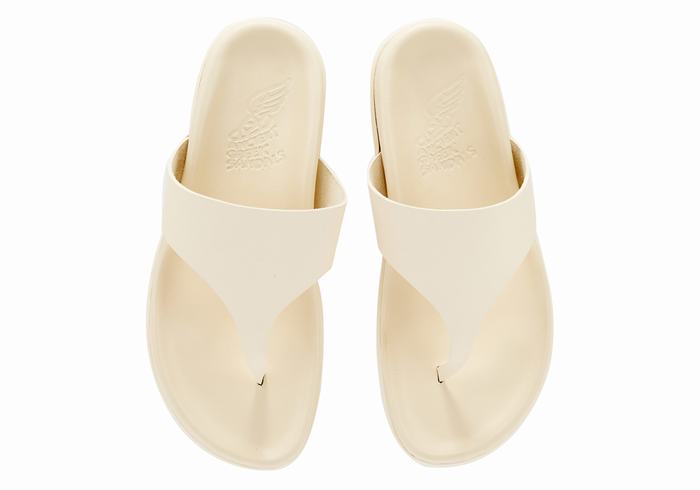 White Women Ancient Greek Sandals Mera Footbed Flip Flops | PGS314QO