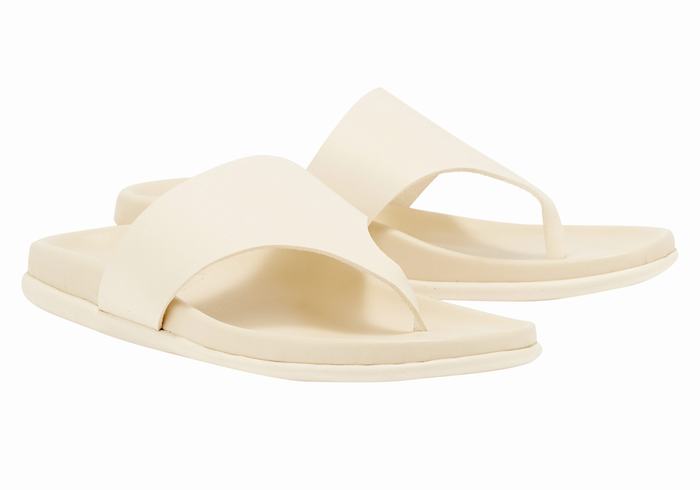 White Women Ancient Greek Sandals Mera Footbed Flip Flops | PGS314QO