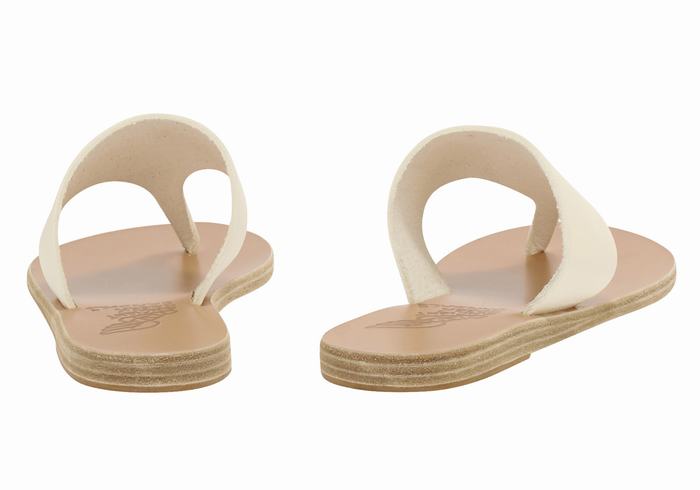 White Women Ancient Greek Sandals Mera Leather Flip Flops | QKP169JO