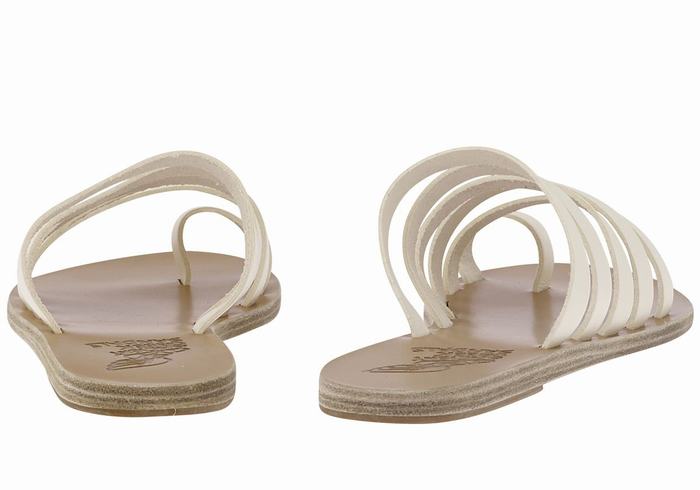 White Women Ancient Greek Sandals Niki Leather Toe-Post Sandals | TLQ1650VB