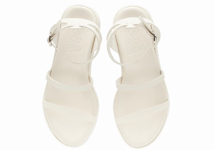 White Women Ancient Greek Sandals Nissida Leather Platform Sandals | MSD684YE