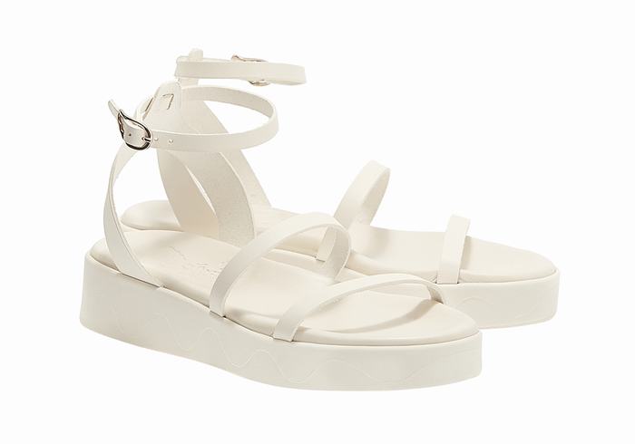 White Women Ancient Greek Sandals Nissida Leather Platform Sandals | MSD684YE