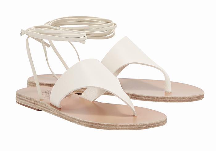 White Women Ancient Greek Sandals Nychta Leather Gladiator Sandals | VGJ4770WF