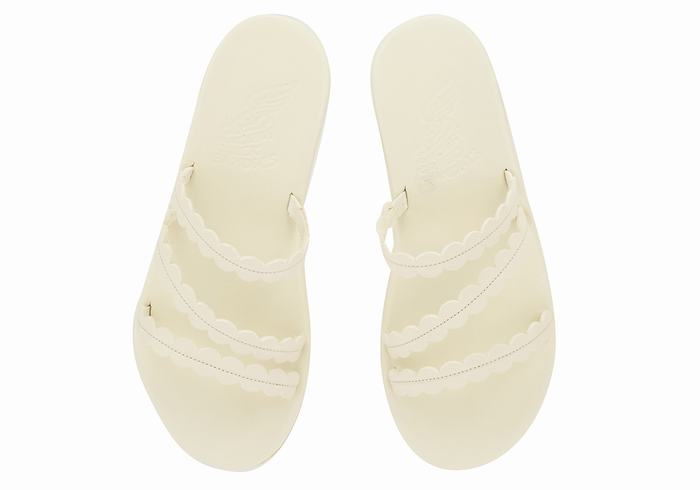 White Women Ancient Greek Sandals Oceanis Slide Sandals | OLM914PA