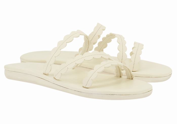 White Women Ancient Greek Sandals Oceanis Slide Sandals | OLM914PA