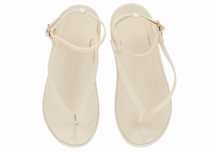 White Women Ancient Greek Sandals Salomi Comfort Ankle Strap Sandals | ELF3520XR