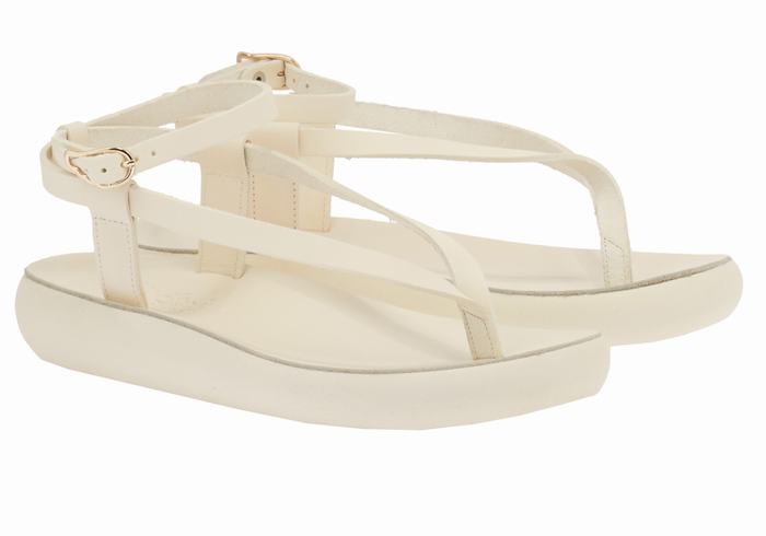 White Women Ancient Greek Sandals Salomi Comfort Ankle Strap Sandals | ELF3520XR