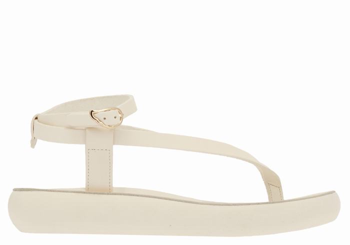 White Women Ancient Greek Sandals Salomi Comfort Ankle Strap Sandals | ELF3520XR