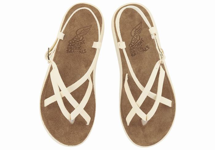 White Women Ancient Greek Sandals Semele Comfort Back-Strap Sandals | JEE2772SG