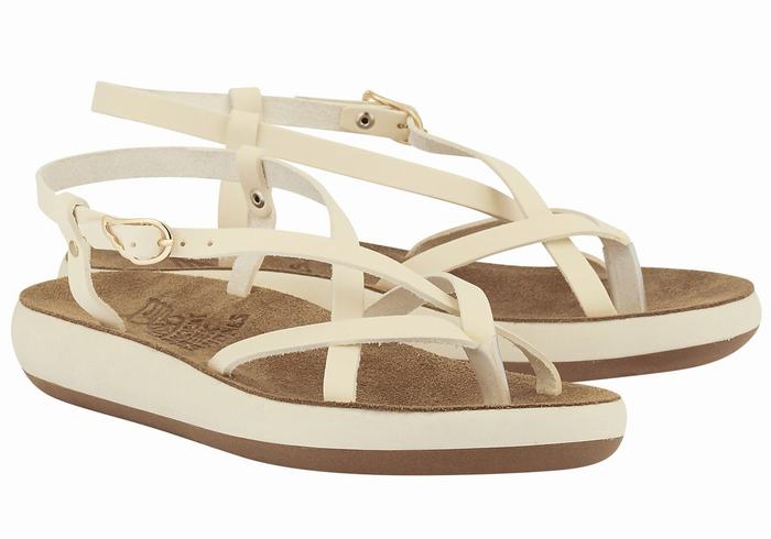 White Women Ancient Greek Sandals Semele Comfort Back-Strap Sandals | JEE2772SG