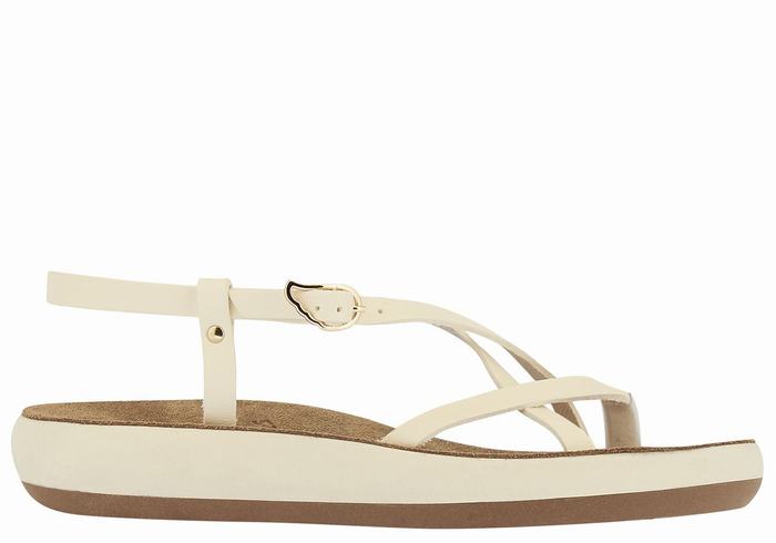 White Women Ancient Greek Sandals Semele Comfort Back-Strap Sandals | JEE2772SG