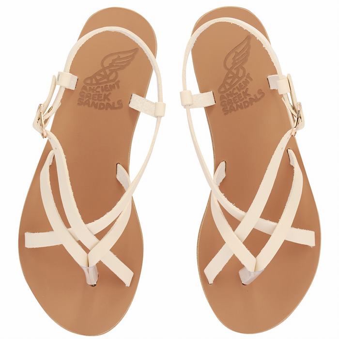 White Women Ancient Greek Sandals Semele Leather Back-Strap Sandals | MUW2257WJ