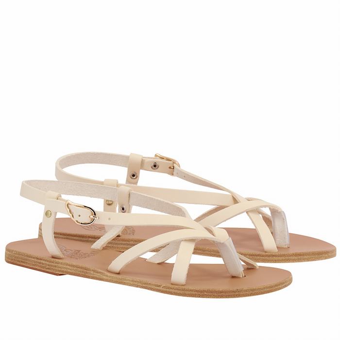 White Women Ancient Greek Sandals Semele Leather Back-Strap Sandals | MUW2257WJ