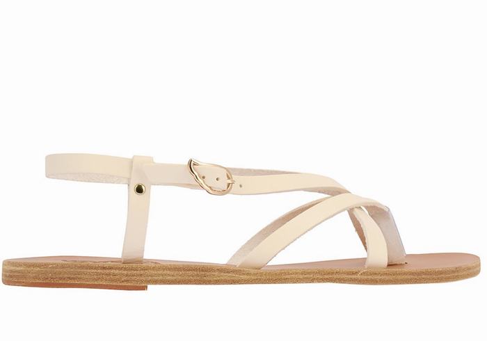 White Women Ancient Greek Sandals Semele Leather Back-Strap Sandals | MUW2257WJ