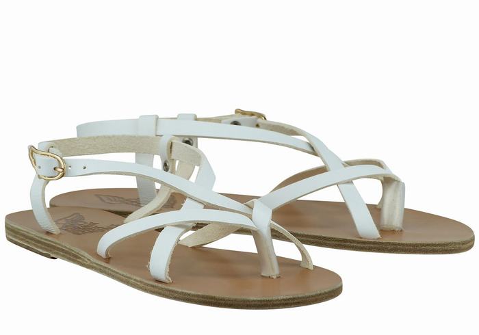 White Women Ancient Greek Sandals Semele Leather Back-Strap Sandals | BVU6620NN