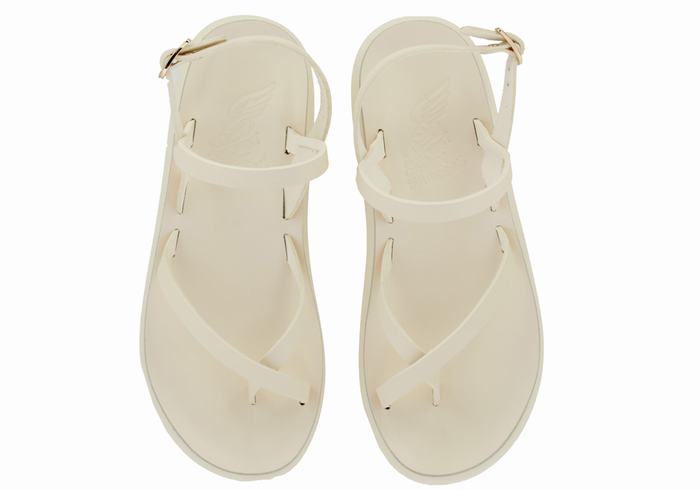 White Women Ancient Greek Sandals Tereza Comfort Back-Strap Sandals | SHL965NT