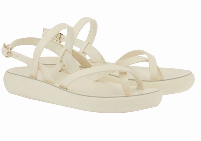 White Women Ancient Greek Sandals Tereza Comfort Back-Strap Sandals | SHL965NT