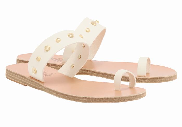 White Women Ancient Greek Sandals Thalia Bee Toe-Post Sandals | EYZ5359XI