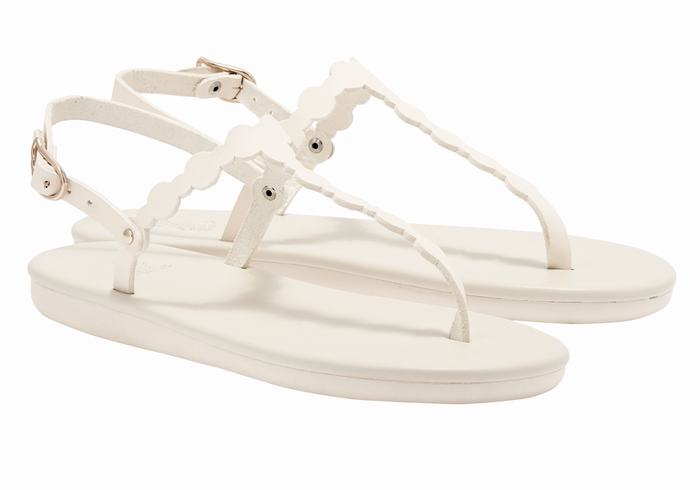 White Women Ancient Greek Sandals Velos Flip Flop Back-Strap Sandals | VTI2649KW