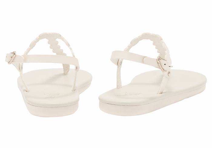 White Women Ancient Greek Sandals Velos Flip Flop Back-Strap Sandals | VTI2649KW