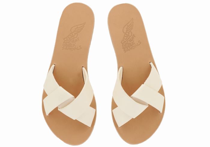 White Women Ancient Greek Sandals Whitney Slide Sandals | UDO5248UG