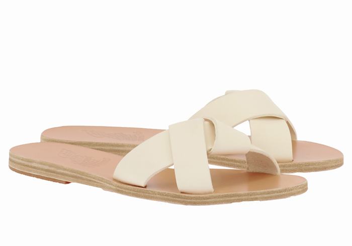 White Women Ancient Greek Sandals Whitney Slide Sandals | UDO5248UG