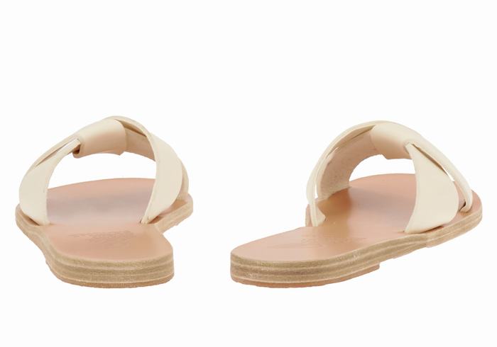 White Women Ancient Greek Sandals Whitney Slide Sandals | UDO5248UG