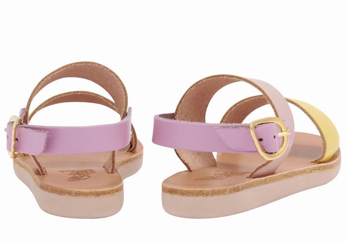 Yellow Pink Purple Kids' Ancient Greek Sandals Little Clio Soft Casual Sandals | MVE667IC