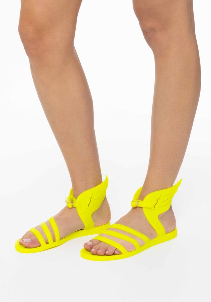 Yellow Women Ancient Greek Sandals Ikaria Ankle Strap Sandals | RBD3169HT