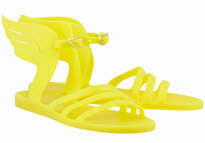 Yellow Women Ancient Greek Sandals Ikaria Ankle Strap Sandals | RBD3169HT